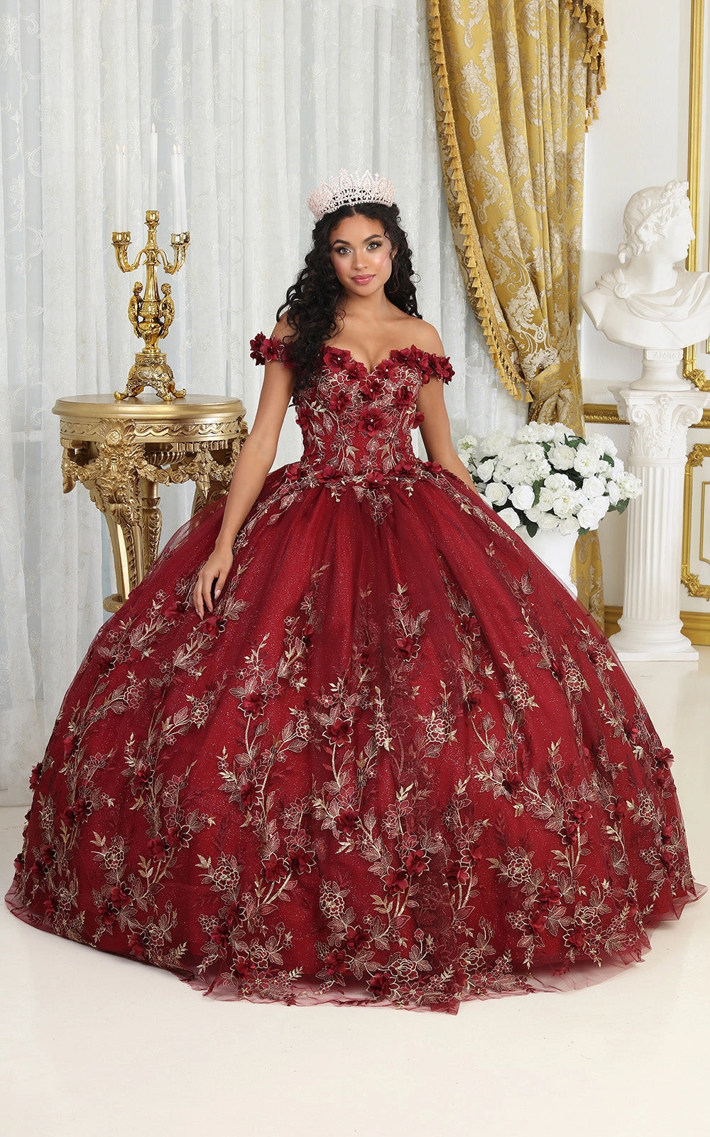 3D Floral Applique Quinceanera Ball Dress