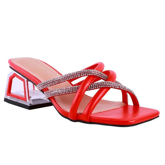 Cut Out Heel Diamante Sandals