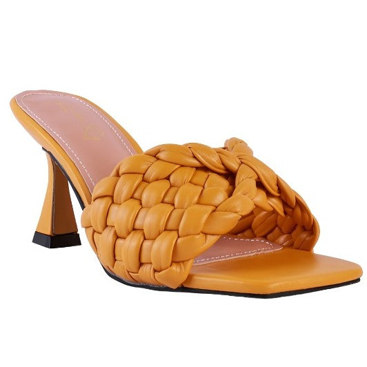 Woven Strap Vegan Leather Heels