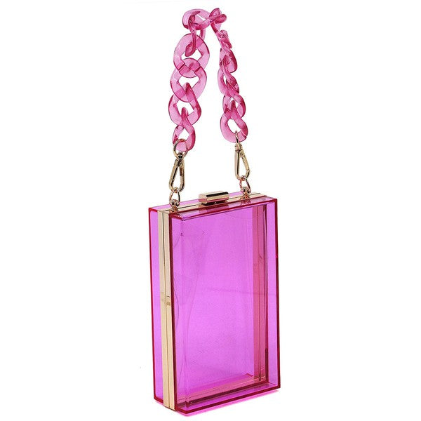 Acrylic & Chain Sheer Crossbody Clutch