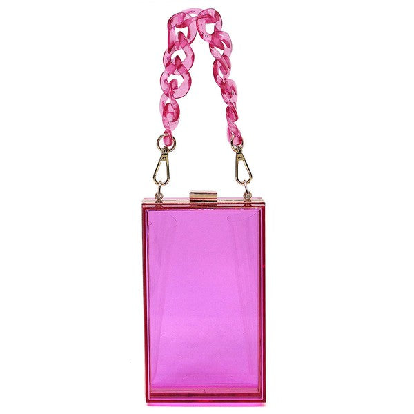 Acrylic & Chain Sheer Crossbody Clutch