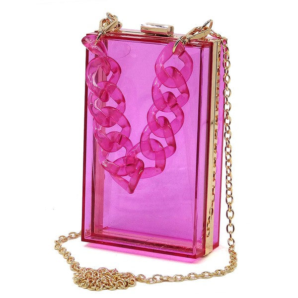 Acrylic & Chain Sheer Crossbody Clutch