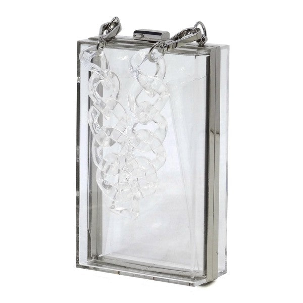 Acrylic & Chain Sheer Crossbody Clutch