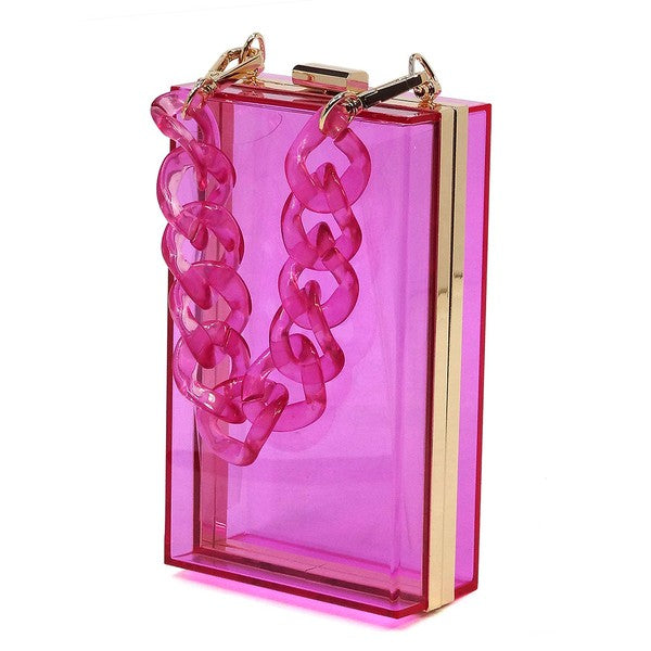 Acrylic & Chain Sheer Crossbody Clutch