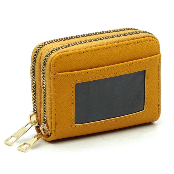 Vegan Leather Accordion Double Zip Wallet