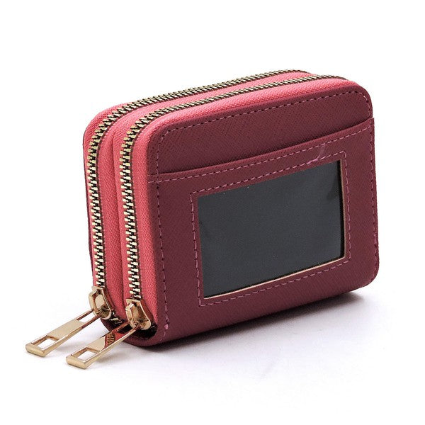 Vegan Leather Accordion Double Zip Wallet