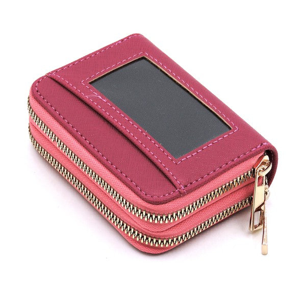 Vegan Leather Accordion Double Zip Wallet