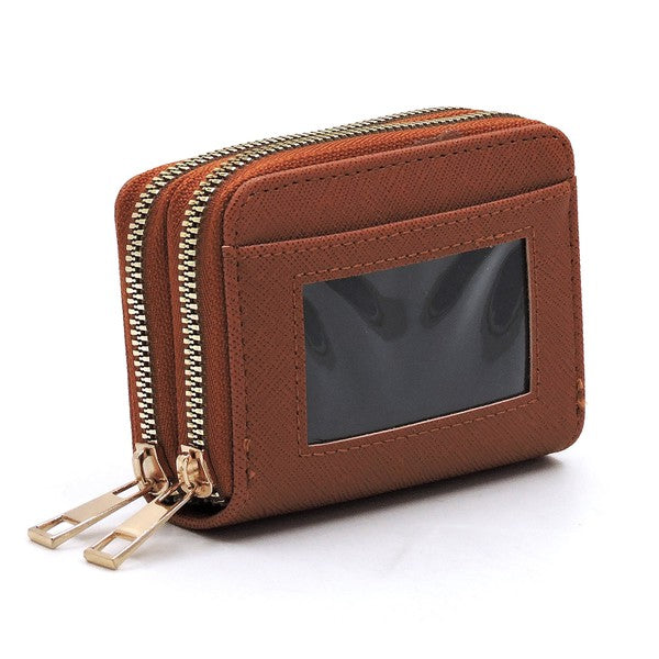 Vegan Leather Accordion Double Zip Wallet