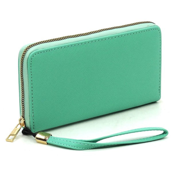 Vegan Leather Zip Around Wristlet Wallet