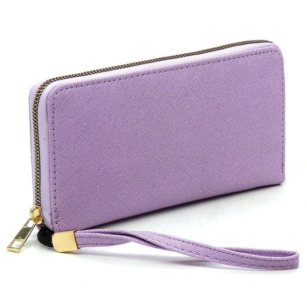 Vegan Leather Zip Around Wristlet Wallet