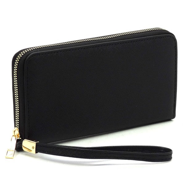 Vegan Leather Zip Around Wristlet Wallet