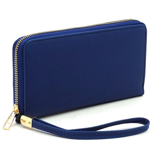 Vegan Leather Zip Around Wristlet Wallet