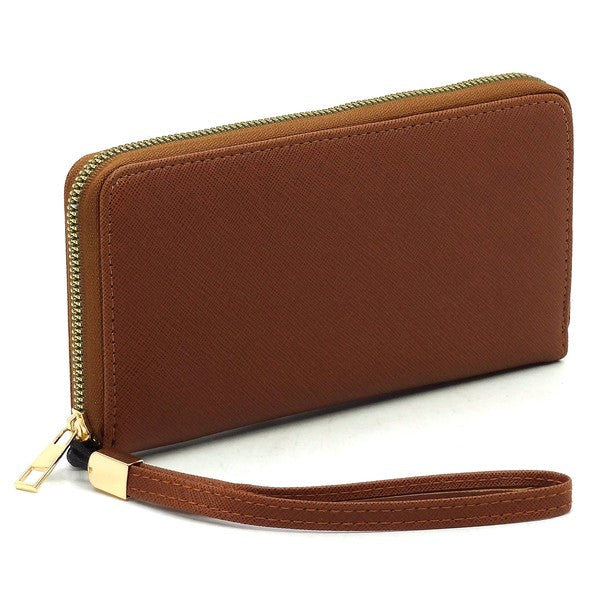 Vegan Leather Zip Around Wristlet Wallet