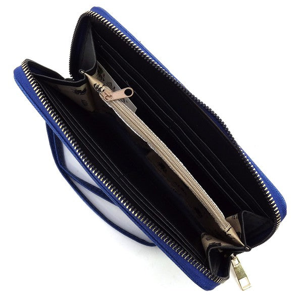 Vegan Leather Zip Around Wristlet Wallet