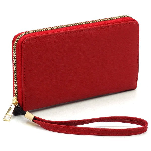 Vegan Leather Zip Around Wristlet Wallet