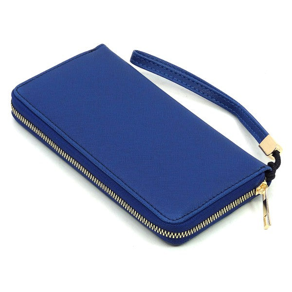 Vegan Leather Zip Around Wristlet Wallet