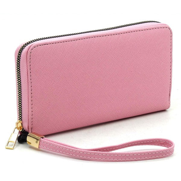 Vegan Leather Zip Around Wristlet Wallet