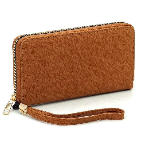 Vegan Leather Zip Around Wristlet Wallet