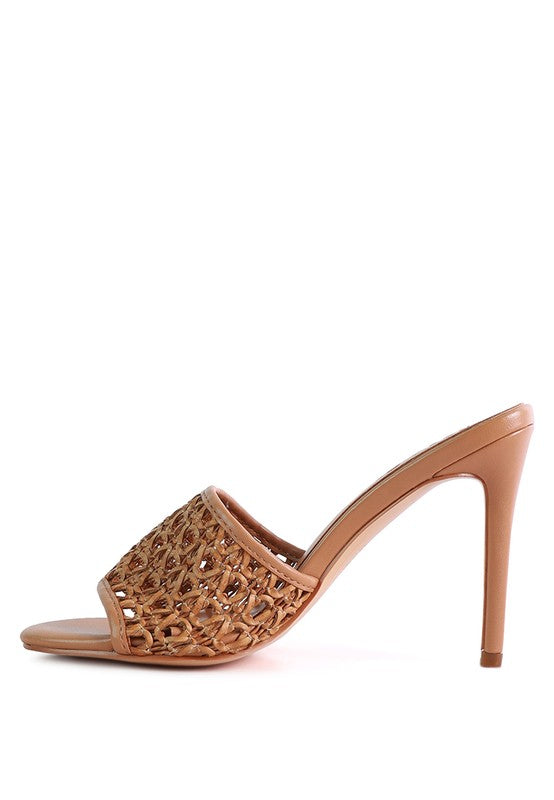 Vegan Leather Woven Heels