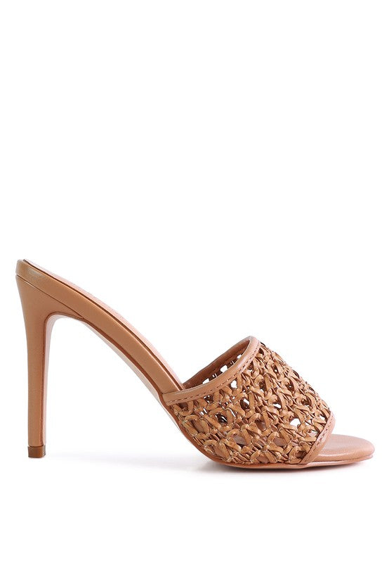 Vegan Leather Woven Heels