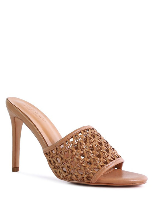 Vegan Leather Woven Heels