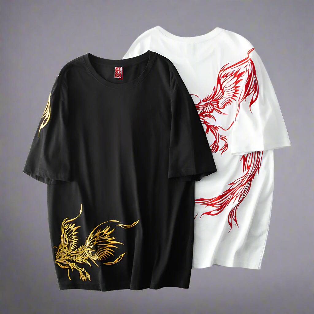 Embroidered Phoenix Short-Sleeved T-Shirt