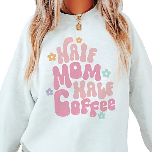 Half Mom Half Coffee Graphic Top