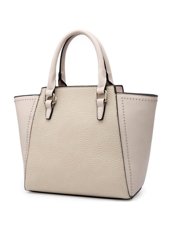 Vegan Leather Tote Bag in Beige