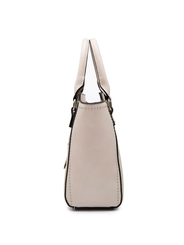 Vegan Leather Tote Bag in Beige