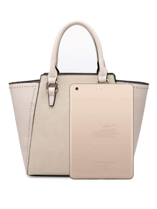 Vegan Leather Tote Bag in Beige