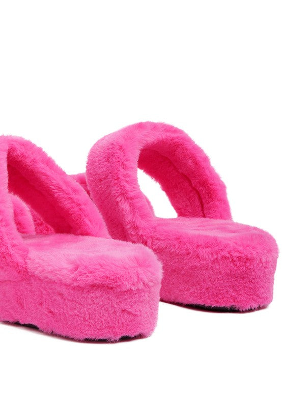 Fur Platform Slippers