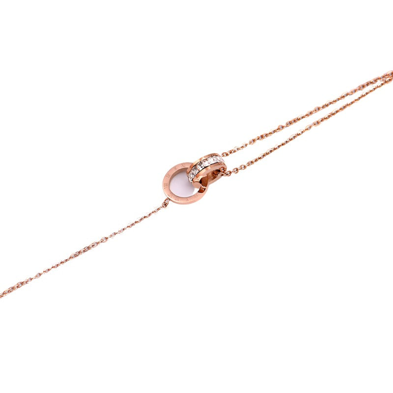 Rose Gold Double Ring Charm Anklet