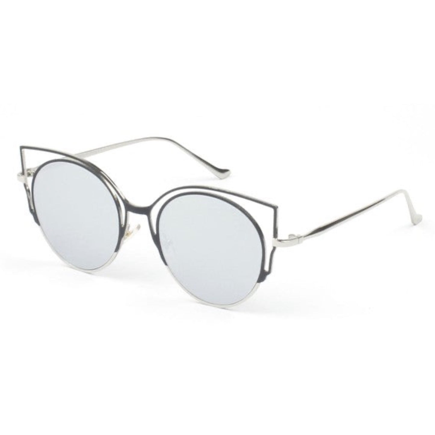 Mirrored Round Cat Eye Sunglasses