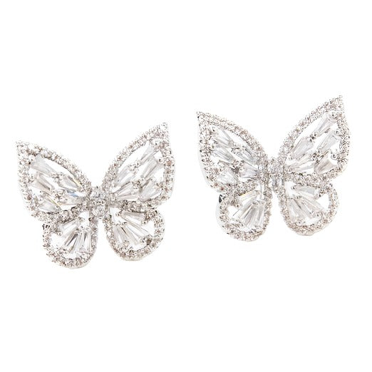 Crystal Butterfly Silver Earrings