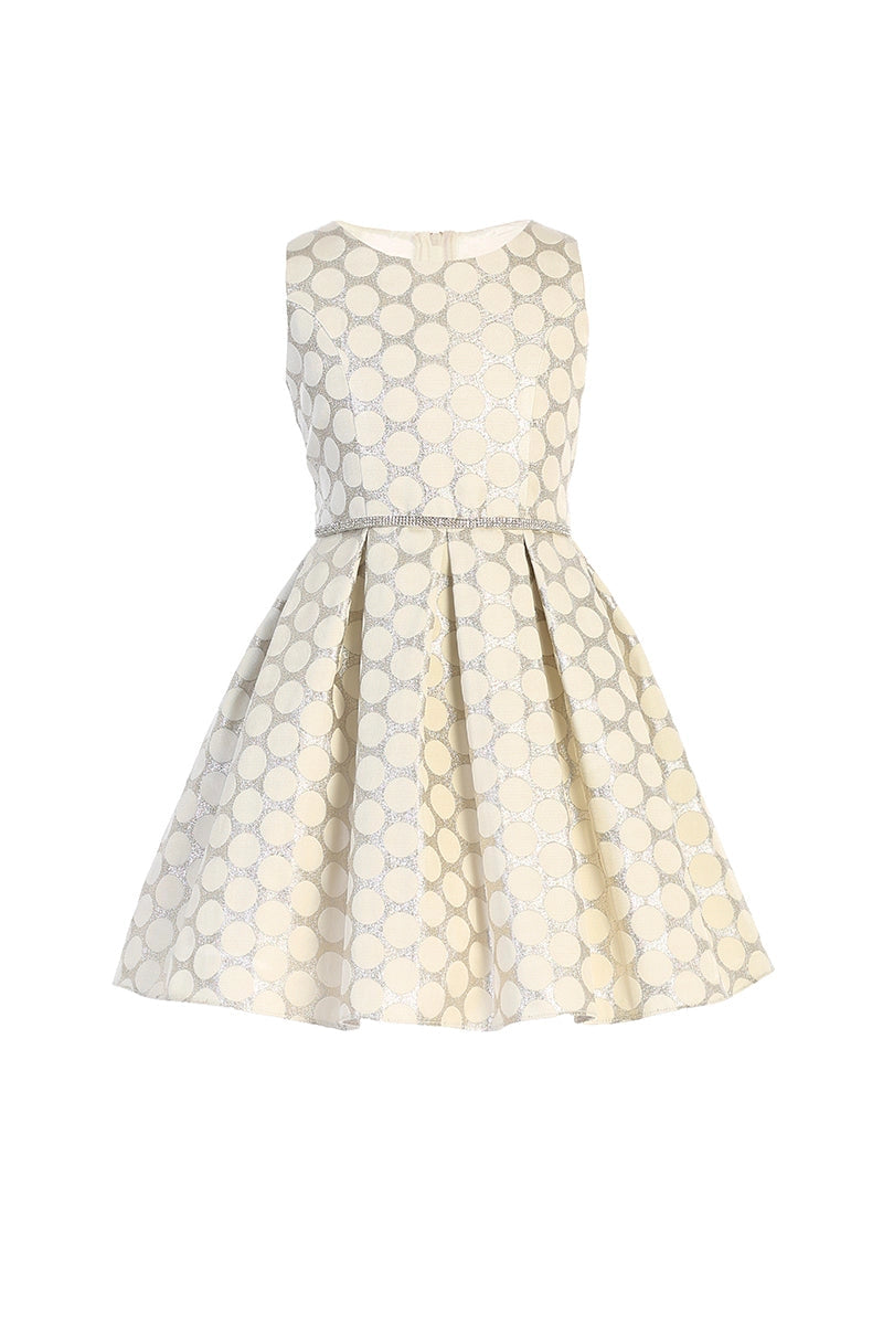 Metallic Polka Dot Girls Dress with Pockets