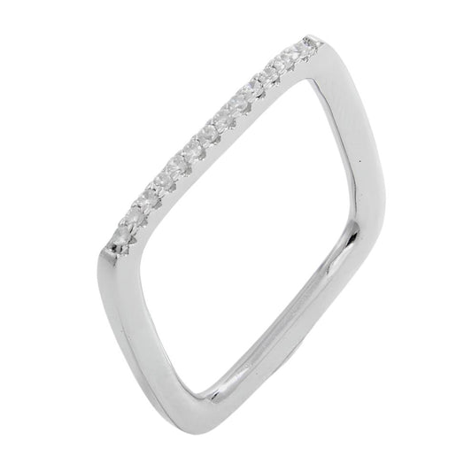 925 Sterling Silver CZ Square Ring