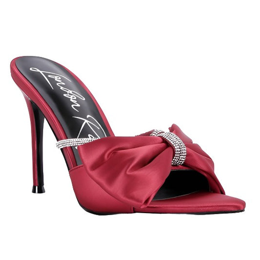 Jewel Strap High Heeled Satin Sandal