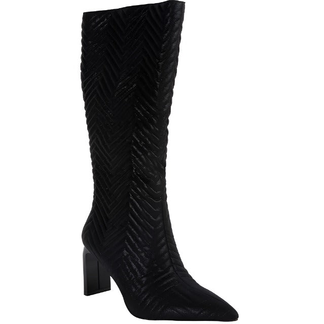 Quilted High Block Heeled Boots