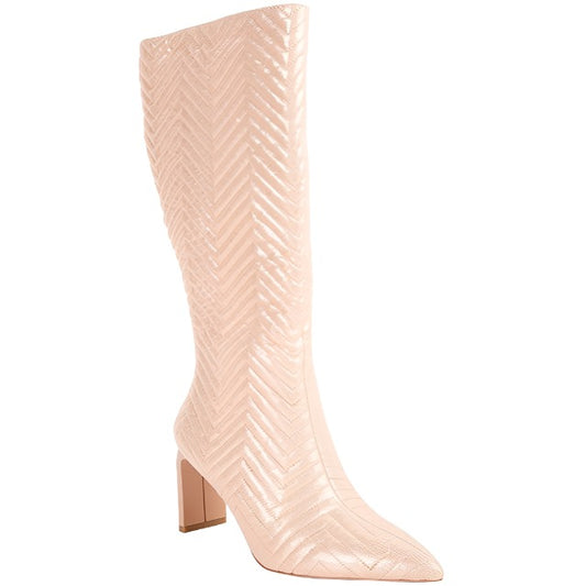 Quilted High Block Heeled Boots