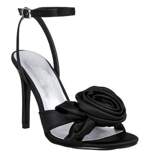 Rose Bow Satin Heeled Sandals