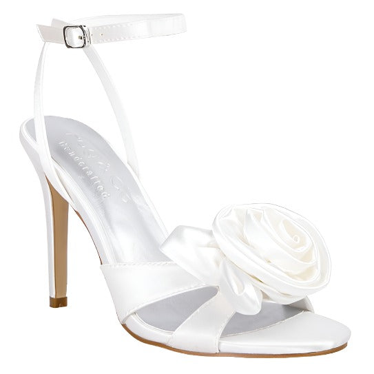 Rose Bow Satin Heeled Sandals