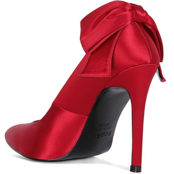 Satin Stilettos with Bow Detail