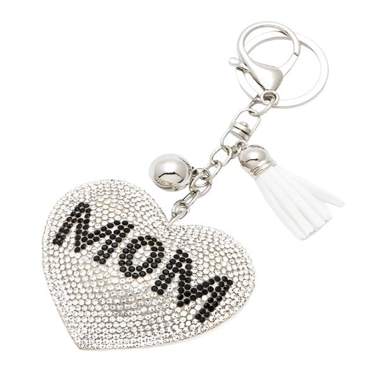 Clear MOM Crystal Pillow Keychain