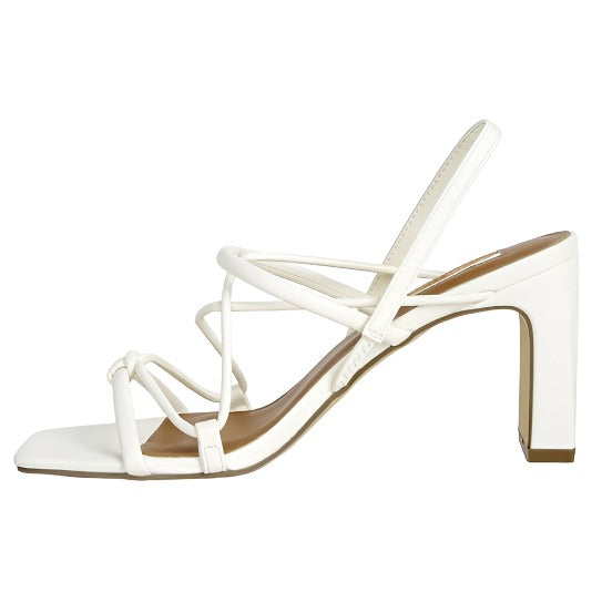 Two Strings Slingback Mid Heel Block Sandals