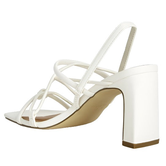 Two Strings Slingback Mid Heel Block Sandals