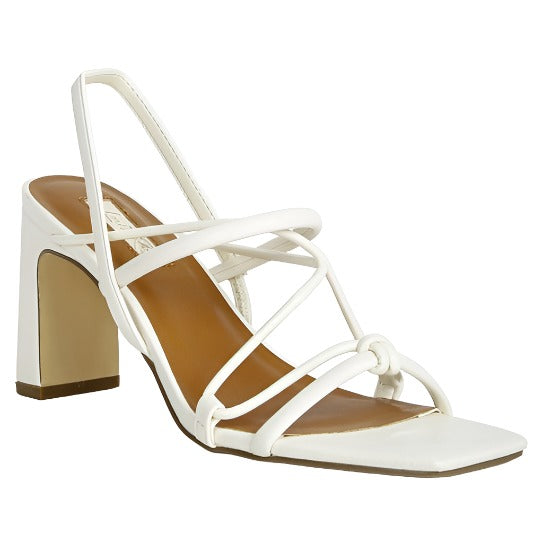 Two Strings Slingback Mid Heel Block Sandals