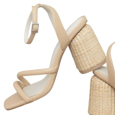 Strappy Raffia Heel Sandal