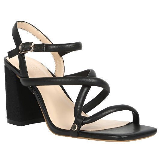 Open Square Toe Block Heel Sandals