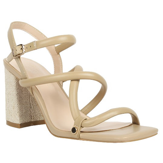 Open Square Toe Block Heel Sandals