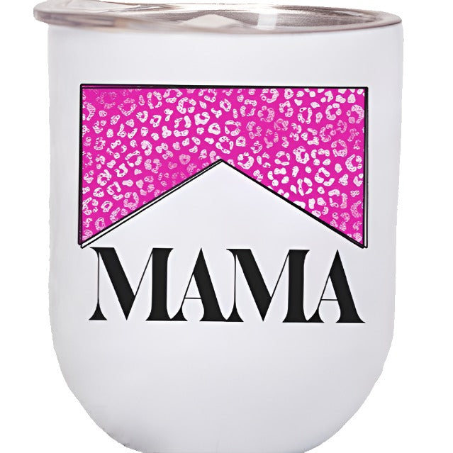 Mama Leopard Magenta Wine Tumbler